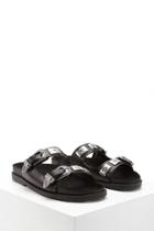 Forever21 Faux Leather Buckled Slides