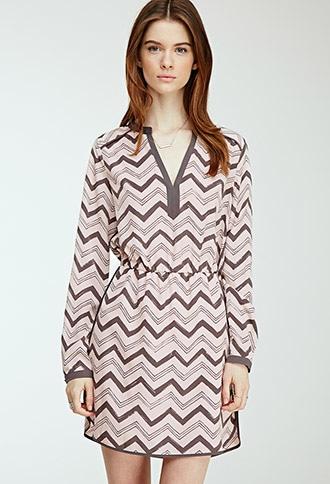 Forever21 Contemporary Chevron Print Dolphin Hem Dress