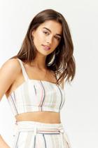 Forever21 Striped Linen-blend Crop Top
