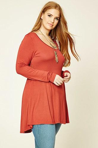Forever21 Plus Women's  Rust Plus Size Crochet-paneled Dress