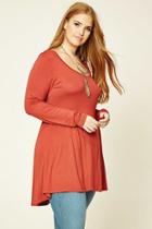 Forever21 Plus Women's  Rust Plus Size Crochet-paneled Dress