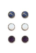 Forever21 Faux Stone Stud Set (blue/b.silver)