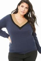 Forever21 Plus Size Colorblock V-neck Sweater