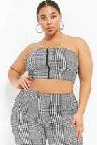 Forever21 Plus Size Houndstooth Zip-front Tube Top