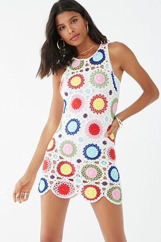 Forever21 Sheer Medallion Crochet Dress