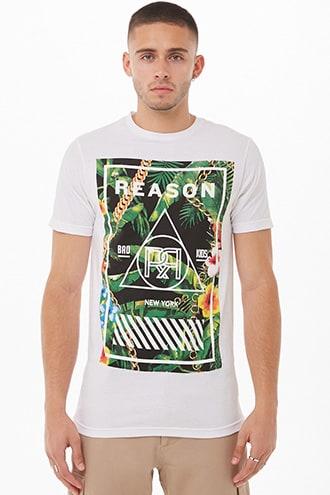Forever21 Reason Logo Tropical Floral Graphic Tee