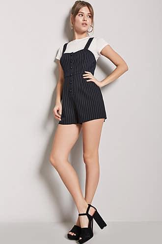 Forever21 Pinstripe Pleat-front Romper