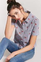 Forever21 Pinstripe & Cherry Button-front Shirt