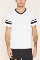 Forever21 Varsity-striped V-neck Tee
