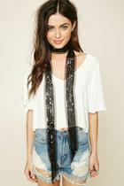 Forever21 Black Sequin Oblong Scarf