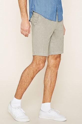 21 Men Men's  Olive Twill Woven Shorts