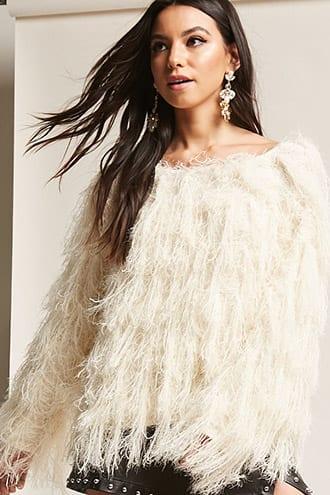 Forever21 Fuzzy Knit Fringe Sweater