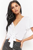 Forever21 Crinkled Knotted-front Top