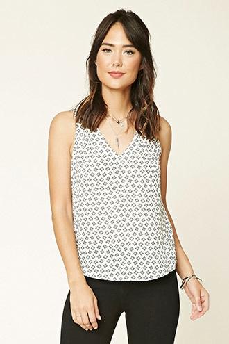Forever21 Women's  Abstract Print Crepe Blouse