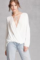 Forever21 Women's  Surplice Self-tie Front Top