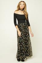 Forever21 Floral Embroidery Maxi Skirt