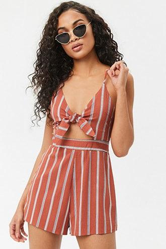 Forever21 Striped Cutout Romper