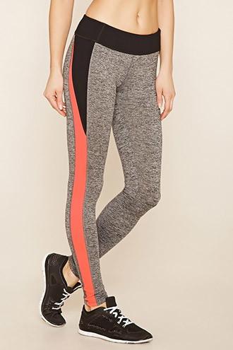 Forever21 Women's  Charcoal & Sunset Active Colorblock Leggings
