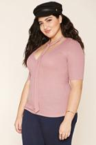 Forever21 Plus Women's  Mauve Plus Size Tie-neck Top