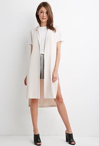 Forever21 Longline High-slit Collared Vest