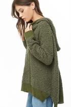 Forever21 Hooded Popcorn Knit High-low Sweater