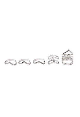 Forever21 Cutout Chevron Ring Set (silver/clear)