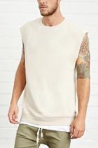 21 Men Men's  Khaki Raw-cut Pullover Top