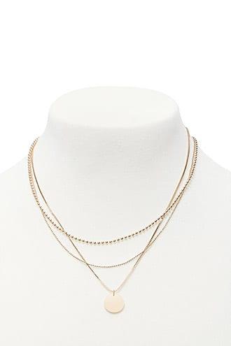 Forever21 Disc Pendant Layer Necklace