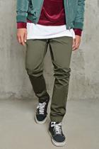 21 Men Men's  Olive Woven Cotton-blend Joggers