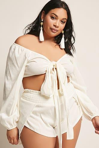 Forever21 Plus Size Tie-front Crop Top