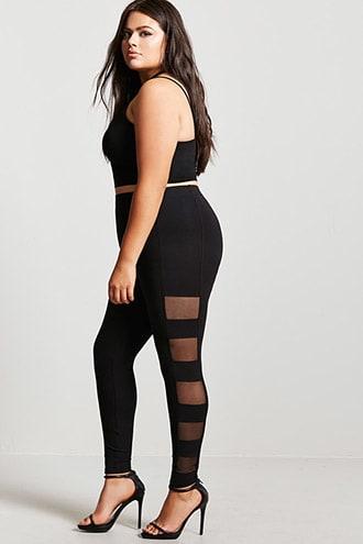Forever21 Plus Size Mesh Panel Leggings