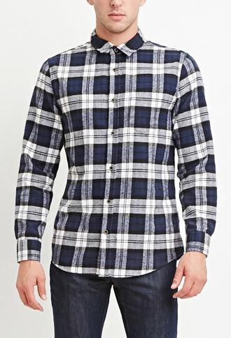 21 Men Men's Tartan Plaid Flannel Shirt (navy/black)