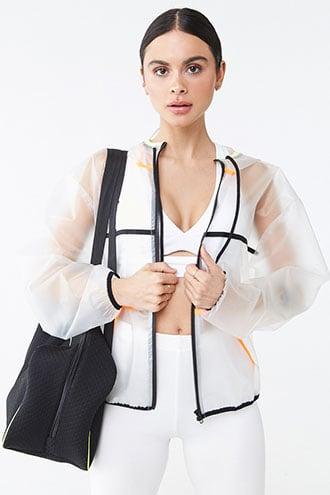 Forever21 Active Clear Hooded Vinyl Jacket