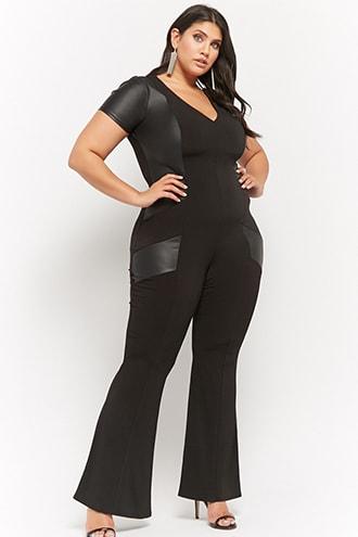 Forever21 Plus Size Paneled Flare Jumpsuit