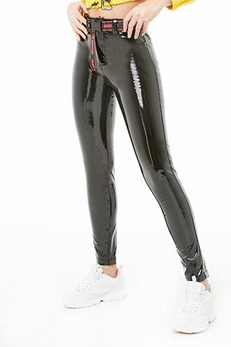 Forever21 Belted Vinyl Pants