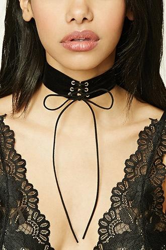 Forever21 Lace-up Velvet Choker