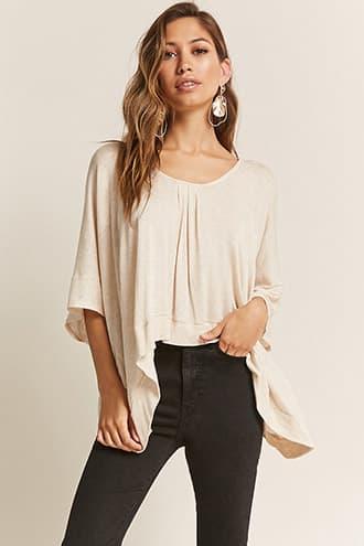 Forever21 Dolman Sleeve Crescent Hem Top