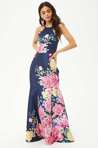 Forever21 Floral Halter Gown