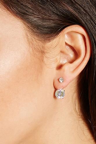 Forever21 Silver Cubic Zirconia Ear Jackets
