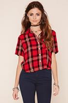 Forever21 Women's  Plaid Collared Shirt