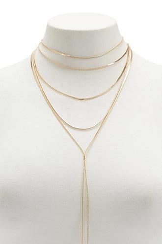 Forever21 Layered Herringbone Drop Chain Necklace
