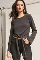 Forever21 Heathered Tie-front Knit Top