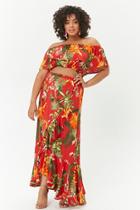Forever21 Plus Size Tropical Floral Crop Top & Maxi Skirt Set
