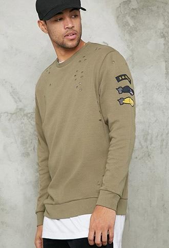 Forever21 Distressed Patch Sweatshirt