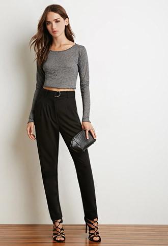 Forever21 Women's  Marled Crop Top