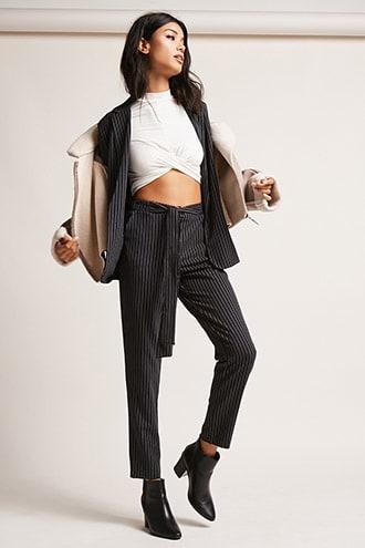 Forever21 Pinstripe Belted Pants