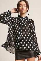 Forever21 Sheer Pleated Polka Dot Top