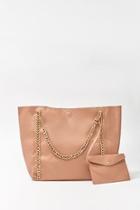 Forever21 Faux Leather Chain-trim Tote Bag