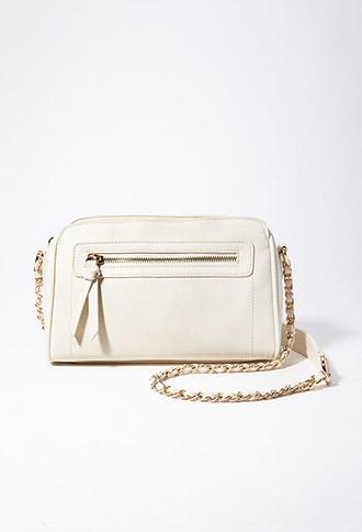 Forever21 Chained Faux Leather Crossbody (cream)