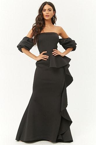 Forever21 Off-the-shoulder Flounce Gown